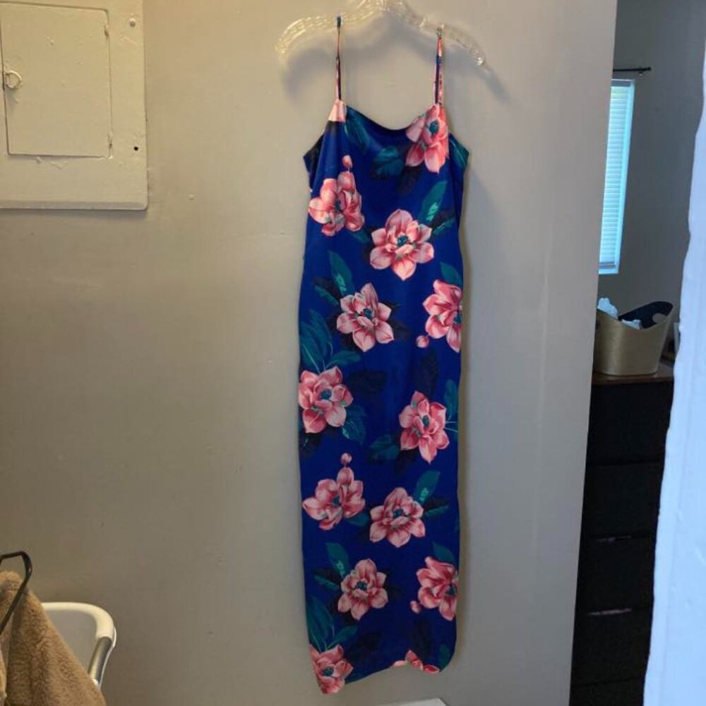 Banana Republic Blue Dress With Flowers SIZE S